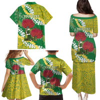 Personalized Leilehua Hawaii High School Family Matching Puletasi and Hawaiian Shirt Puakenikeni Lei Hawaiian Pattern - Polynesian Pride