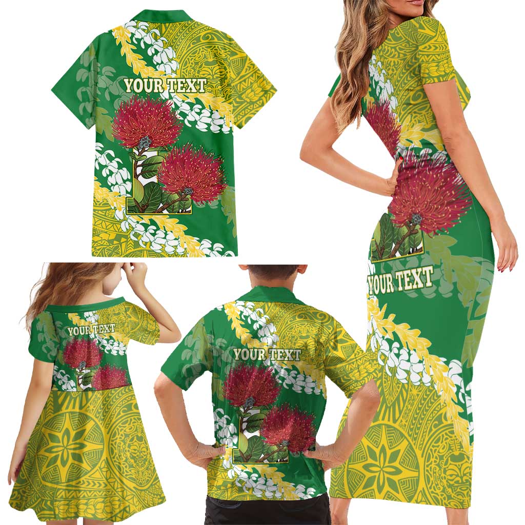 Personalized Leilehua Hawaii High School Family Matching Short Sleeve Bodycon Dress and Hawaiian Shirt Puakenikeni Lei Hawaiian Pattern LT14 - Polynesian Pride