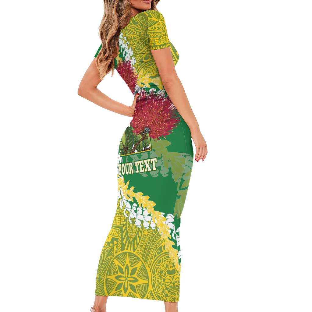 Personalized Leilehua Hawaii High School Family Matching Short Sleeve Bodycon Dress and Hawaiian Shirt Puakenikeni Lei Hawaiian Pattern LT14 - Polynesian Pride