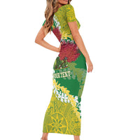 Personalized Leilehua Hawaii High School Family Matching Short Sleeve Bodycon Dress and Hawaiian Shirt Puakenikeni Lei Hawaiian Pattern LT14 - Polynesian Pride
