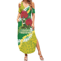Personalized Leilehua Hawaii High School Family Matching Summer Maxi Dress and Hawaiian Shirt Puakenikeni Lei Hawaiian Pattern - Polynesian Pride