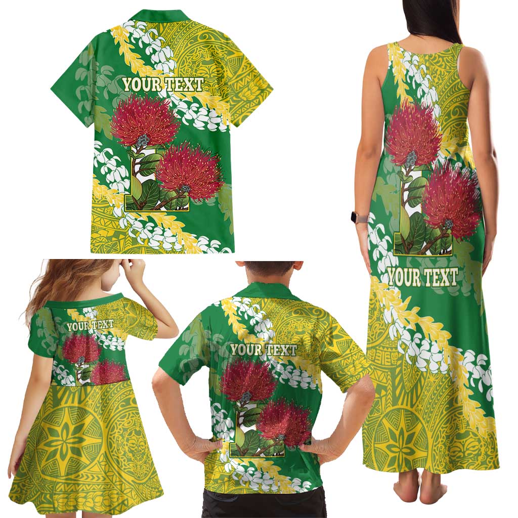 Personalized Leilehua Hawaii High School Family Matching Tank Maxi Dress and Hawaiian Shirt Puakenikeni Lei Hawaiian Pattern LT14 - Polynesian Pride