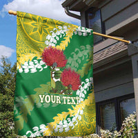 Personalized Leilehua Hawaii High School Garden Flag Puakenikeni Lei Hawaiian Pattern - Polynesian Pride