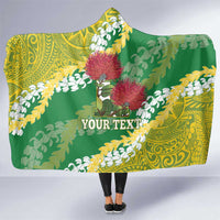 Personalized Leilehua Hawaii High School Hooded Blanket Puakenikeni Lei Hawaiian Pattern LT14 One Size Green - Polynesian Pride
