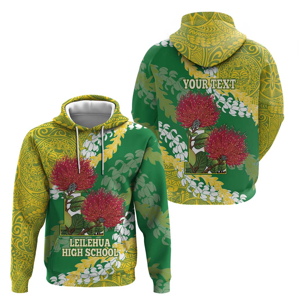 Personalized Leilehua Hawaii High School Hoodie Puakenikeni Lei Hawaiian Pattern LT14 - Polynesian Pride