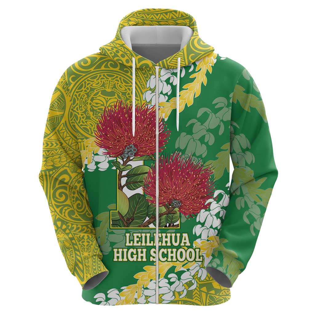 Personalized Leilehua Hawaii High School Hoodie Puakenikeni Lei Hawaiian Pattern LT14 - Polynesian Pride