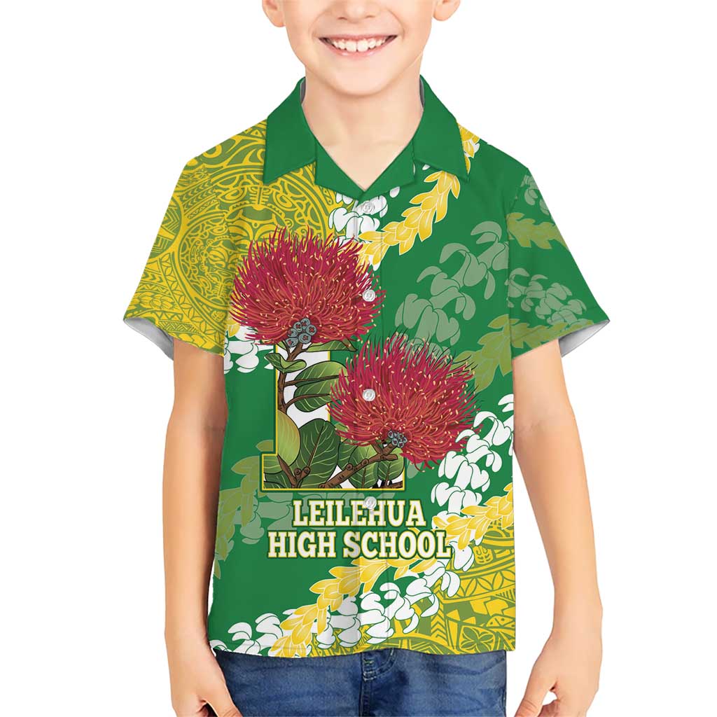 Personalized Leilehua Hawaii High School Kid Hawaiian Shirt Puakenikeni Lei Hawaiian Pattern - Polynesian Pride