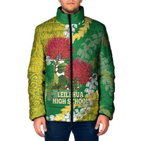 Personalized Leilehua Hawaii High School Padded Jacket Puakenikeni Lei Hawaiian Pattern LT14 Men Green - Polynesian Pride
