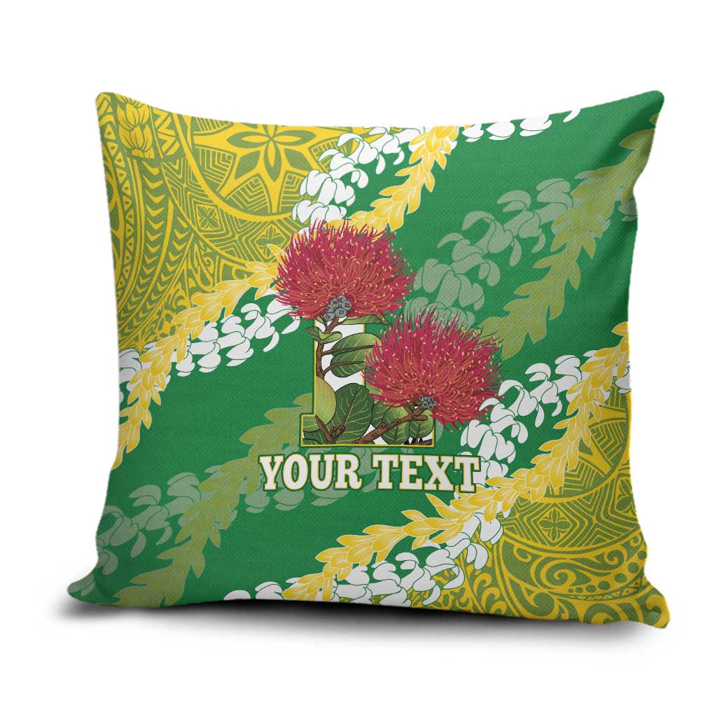 Personalized Leilehua Hawaii High School Pillow Cover Puakenikeni Lei Hawaiian Pattern LT14 Green - Polynesian Pride