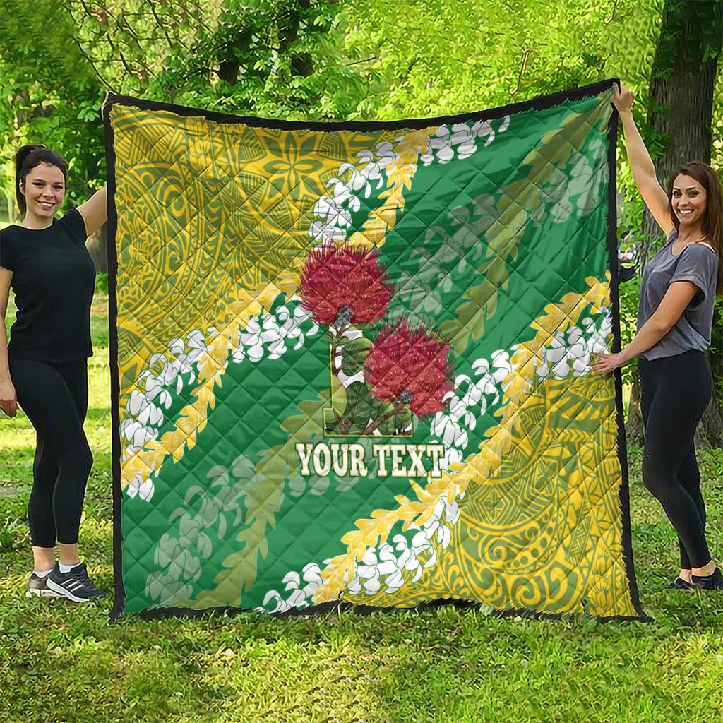Personalized Leilehua Hawaii High School Quilt Puakenikeni Lei Hawaiian Pattern - Polynesian Pride