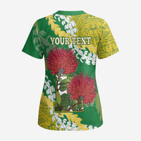 Personalized Leilehua Hawaii High School Scrub Top Puakenikeni Lei Hawaiian Pattern LT14 - Polynesian Pride