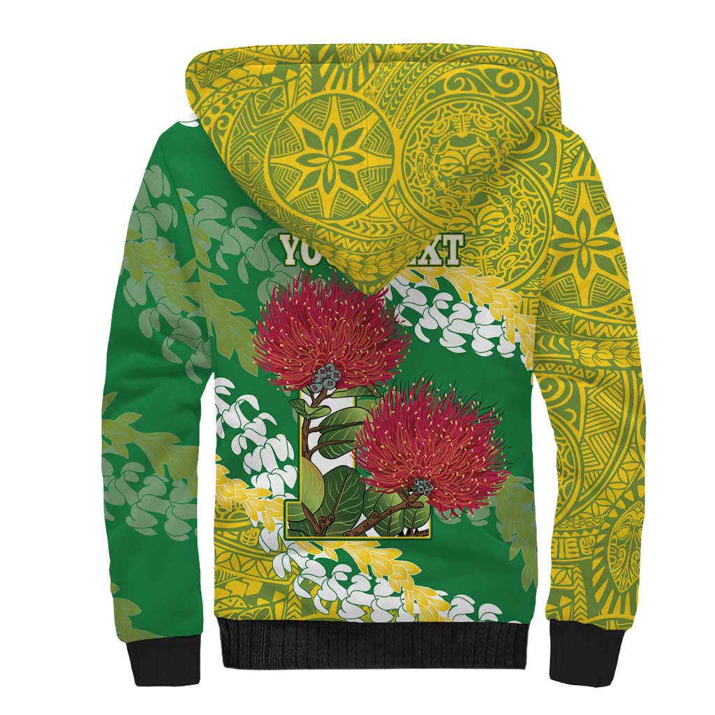 Personalized Leilehua Hawaii High School Sherpa Hoodie Puakenikeni Lei Hawaiian Pattern LT14 - Polynesian Pride