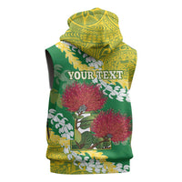 Personalized Leilehua Hawaii High School Sleeveless Hoodie Puakenikeni Lei Hawaiian Pattern LT14 - Polynesian Pride
