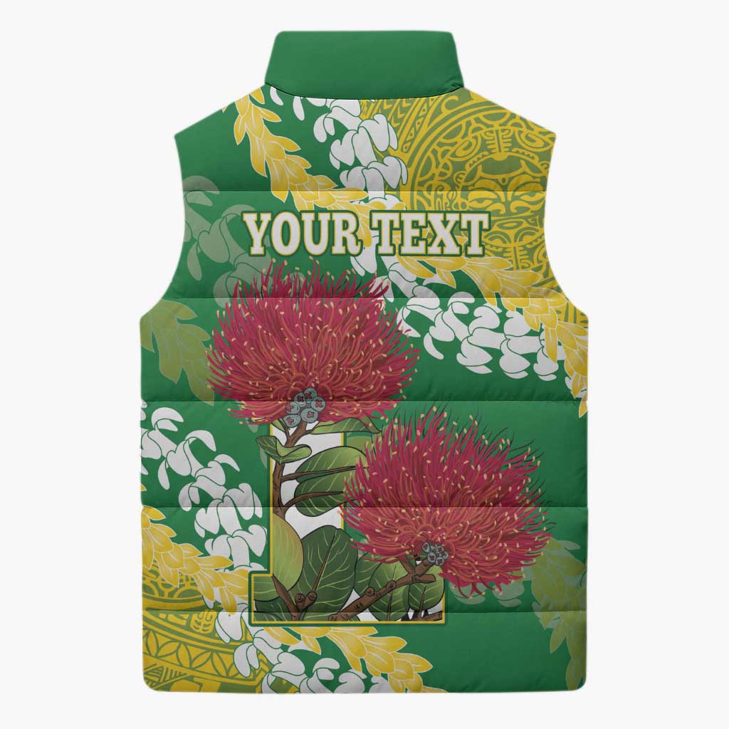 Personalized Leilehua Hawaii High School Sleeveless Puffer Jacket Puakenikeni Lei Hawaiian Pattern LT14 - Polynesian Pride