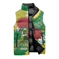 Personalized Leilehua Hawaii High School Sleeveless Puffer Jacket Puakenikeni Lei Hawaiian Pattern LT14 - Polynesian Pride