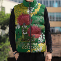 Personalized Leilehua Hawaii High School Sleeveless Puffer Jacket Puakenikeni Lei Hawaiian Pattern LT14 - Polynesian Pride