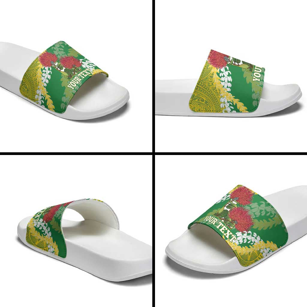 Personalized Leilehua Hawaii High School Slide Sandals Puakenikeni Lei Hawaiian Pattern LT14 - Polynesian Pride