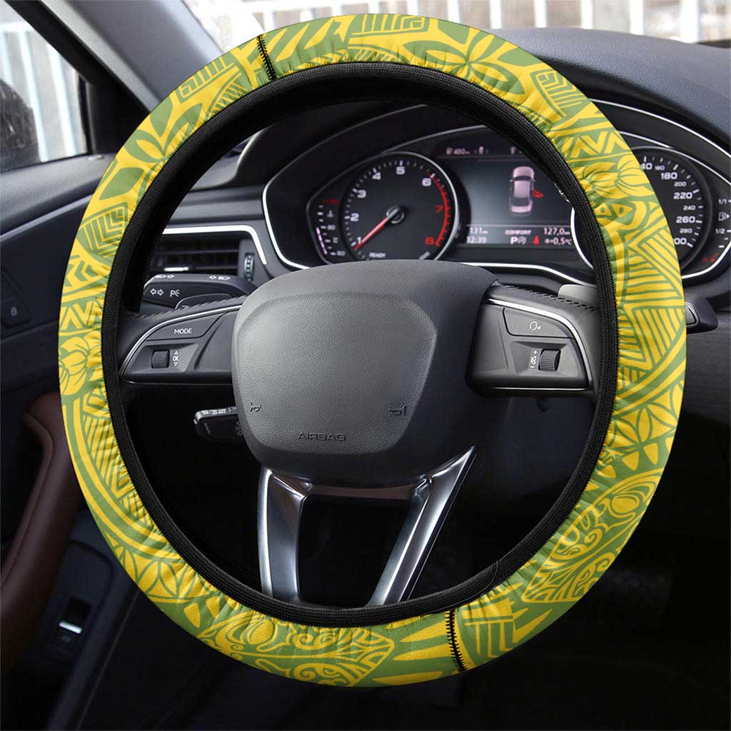 Leilehua Hawaii High School Steering Wheel Cover Puakenikeni Lei Hawaiian Pattern LT14 - Polynesian Pride