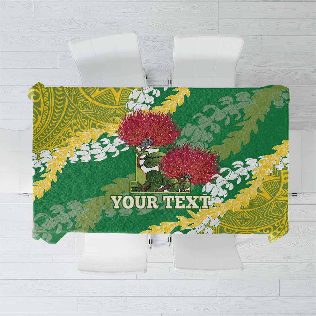 Personalized Leilehua Hawaii High School Tablecloth Puakenikeni Lei Hawaiian Pattern LT14 Green - Polynesian Pride