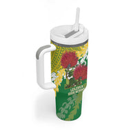 Personalized Leilehua Hawaii High School Tumbler With Handle Puakenikeni Lei Hawaiian Pattern LT14 - Polynesian Pride
