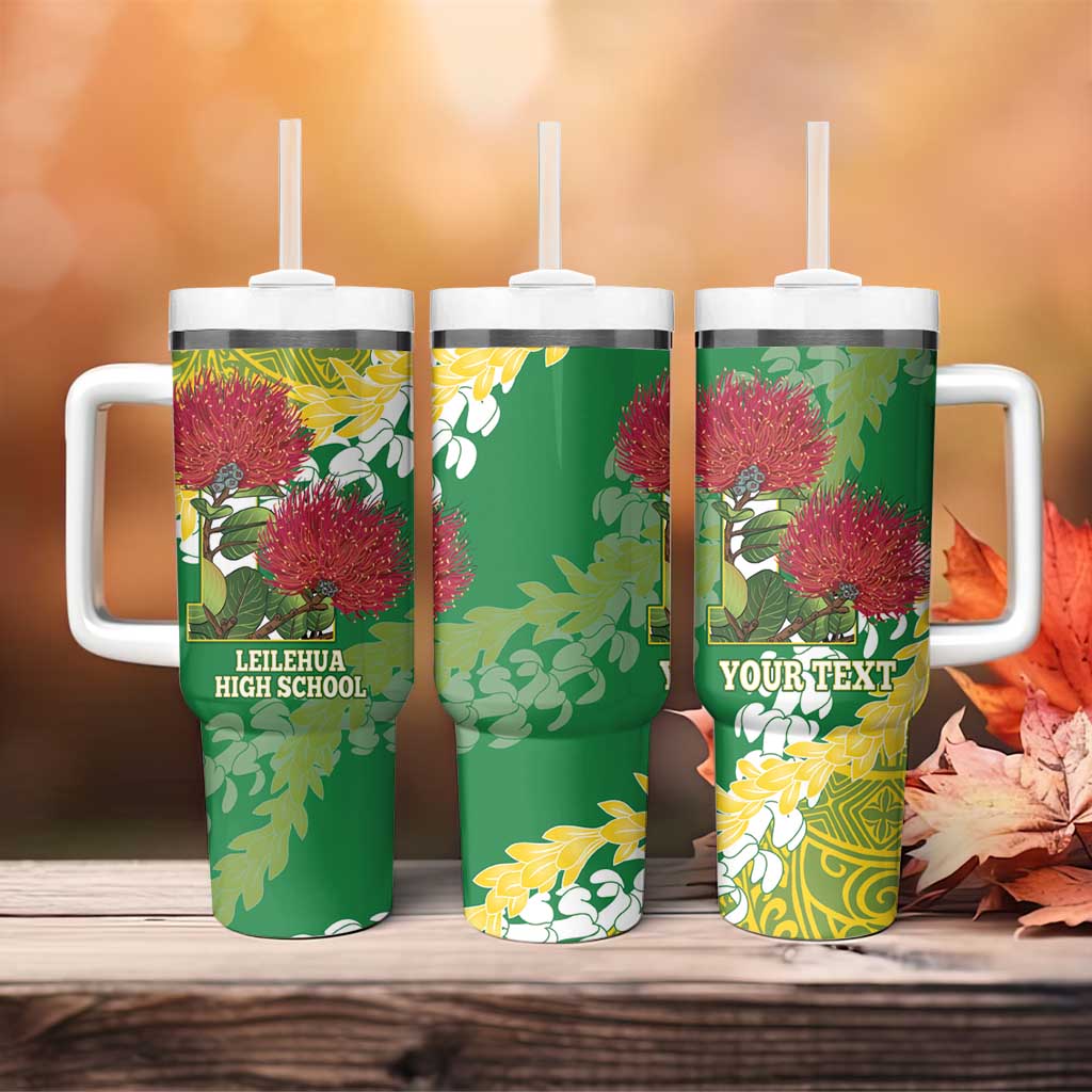 Personalized Leilehua Hawaii High School Tumbler With Handle Puakenikeni Lei Hawaiian Pattern LT14 - Polynesian Pride