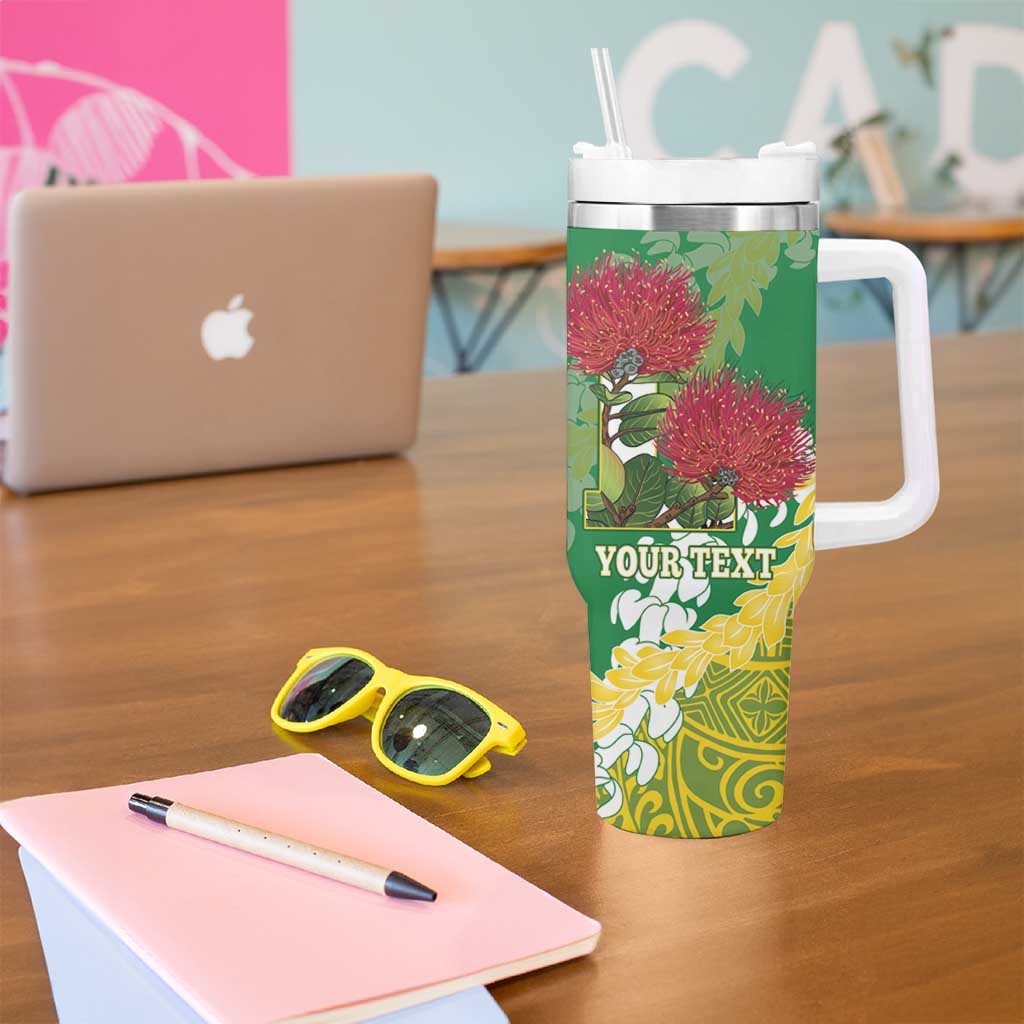 Personalized Leilehua Hawaii High School Tumbler With Handle Puakenikeni Lei Hawaiian Pattern LT14 - Polynesian Pride