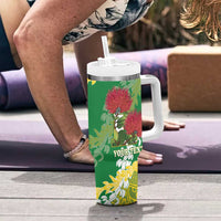 Personalized Leilehua Hawaii High School Tumbler With Handle Puakenikeni Lei Hawaiian Pattern LT14 - Polynesian Pride