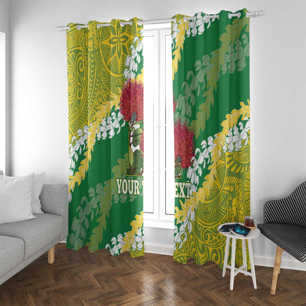 Personalized Leilehua Hawaii High School Window Curtain Puakenikeni Lei Hawaiian Pattern LT14 With Grommets Green - Polynesian Pride
