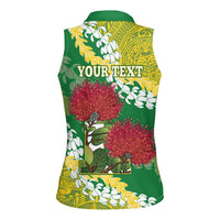 Personalized Leilehua Hawaii High School Women Sleeveless Polo Shirt Puakenikeni Lei Hawaiian Pattern - Polynesian Pride