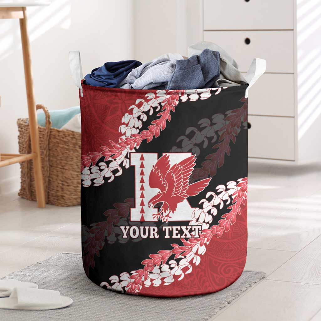 Personalized Kalani Hawaii High School Laundry Basket Puakenikeni Lei Hawaiian Pattern LT14 Red - Polynesian Pride