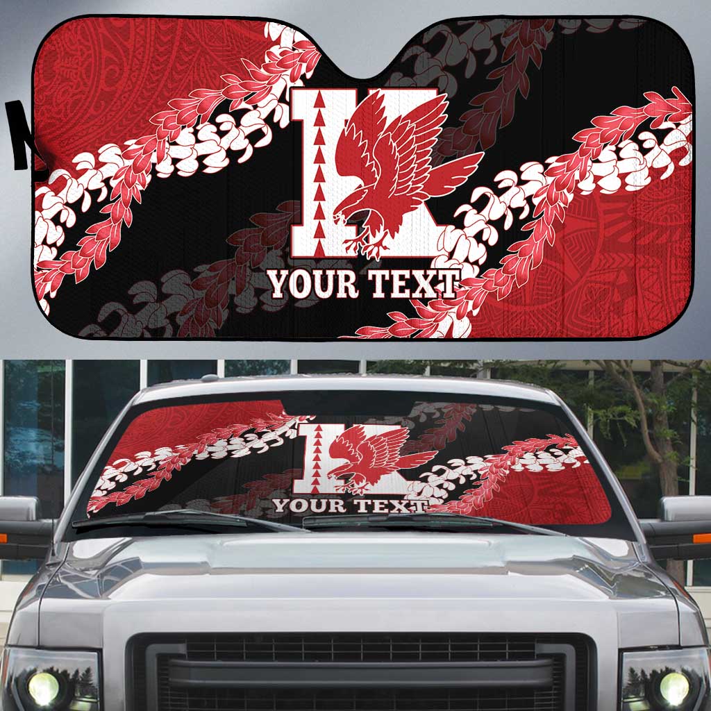 Personalized Kalani Hawaii High School Auto Sun Shade Puakenikeni Lei Hawaiian Pattern LT14 Red - Polynesian Pride