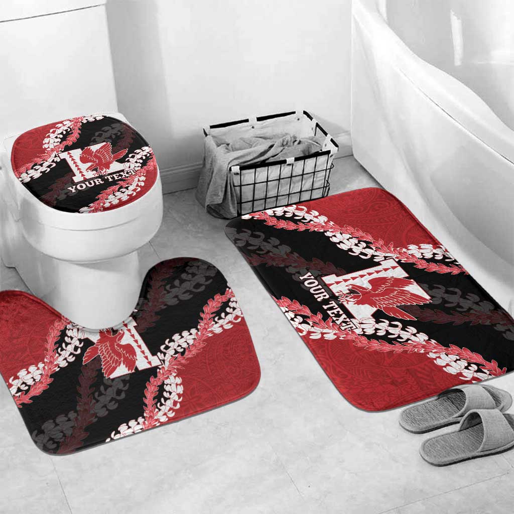Personalized Kalani Hawaii High School Bathroom Set Puakenikeni Lei Hawaiian Pattern LT14 Mat Set Only (3 pcs) One Size Red - Polynesian Pride