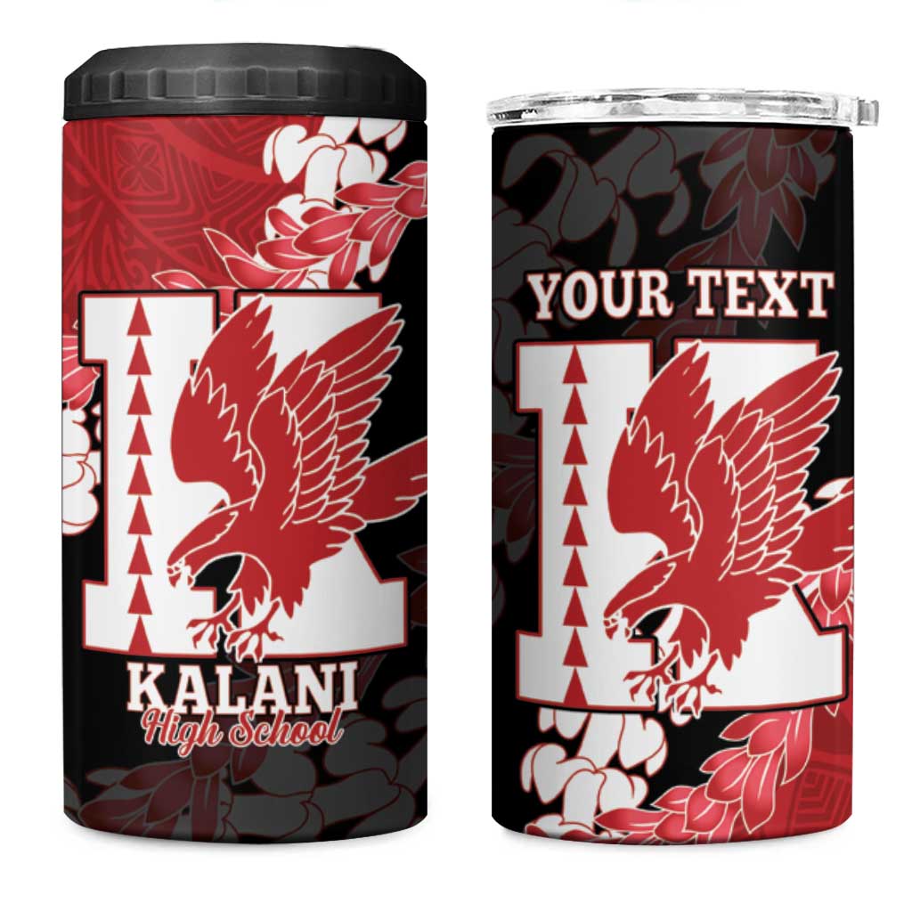Personalized Kalani Hawaii High School 4 in 1 Can Cooler Tumbler Puakenikeni Lei Hawaiian Pattern LT14 One Size: 16 oz Red - Polynesian Pride