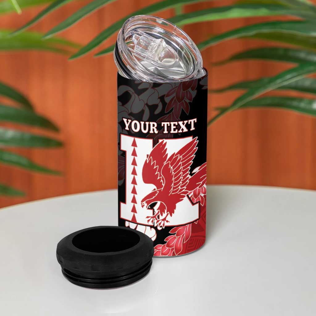 Personalized Kalani Hawaii High School 4 in 1 Can Cooler Tumbler Puakenikeni Lei Hawaiian Pattern LT14 - Polynesian Pride