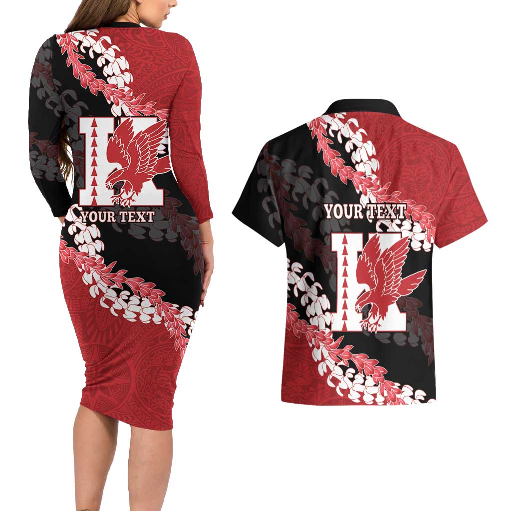 Personalized Kalani Hawaii High School Couples Matching Long Sleeve Bodycon Dress and Hawaiian Shirt Puakenikeni Lei Hawaiian Pattern LT14 - Polynesian Pride