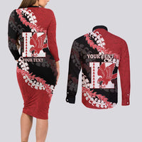 Personalized Kalani Hawaii High School Couples Matching Long Sleeve Bodycon Dress and Long Sleeve Button Shirt Puakenikeni Lei Hawaiian Pattern LT14 - Polynesian Pride