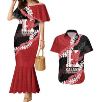Personalized Kalani Hawaii High School Couples Matching Mermaid Dress and Hawaiian Shirt Puakenikeni Lei Hawaiian Pattern LT14 Red - Polynesian Pride
