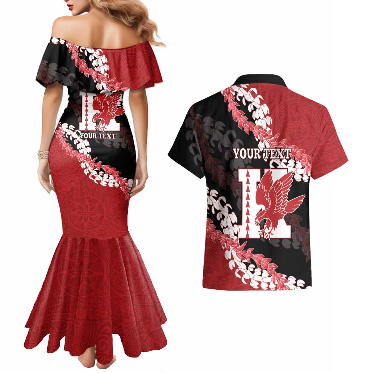 Personalized Kalani Hawaii High School Couples Matching Mermaid Dress and Hawaiian Shirt Puakenikeni Lei Hawaiian Pattern LT14 - Polynesian Pride