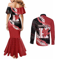 Personalized Kalani Hawaii High School Couples Matching Mermaid Dress and Long Sleeve Button Shirt Puakenikeni Lei Hawaiian Pattern LT14 - Polynesian Pride