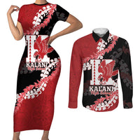 Personalized Kalani Hawaii High School Couples Matching Short Sleeve Bodycon Dress and Long Sleeve Button Shirt Puakenikeni Lei Hawaiian Pattern - Polynesian Pride
