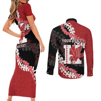Personalized Kalani Hawaii High School Couples Matching Short Sleeve Bodycon Dress and Long Sleeve Button Shirt Puakenikeni Lei Hawaiian Pattern - Polynesian Pride