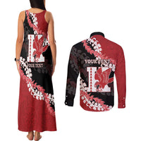 Personalized Kalani Hawaii High School Couples Matching Tank Maxi Dress and Long Sleeve Button Shirt Puakenikeni Lei Hawaiian Pattern LT14 - Polynesian Pride