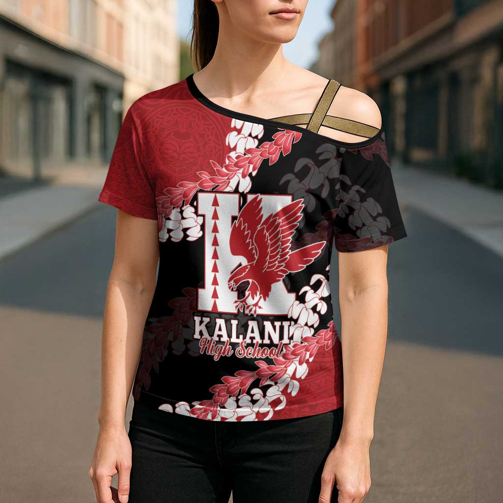 Personalized Kalani Hawaii High School Cross Shoulder Shirt Puakenikeni Lei Hawaiian Pattern LT14 - Polynesian Pride