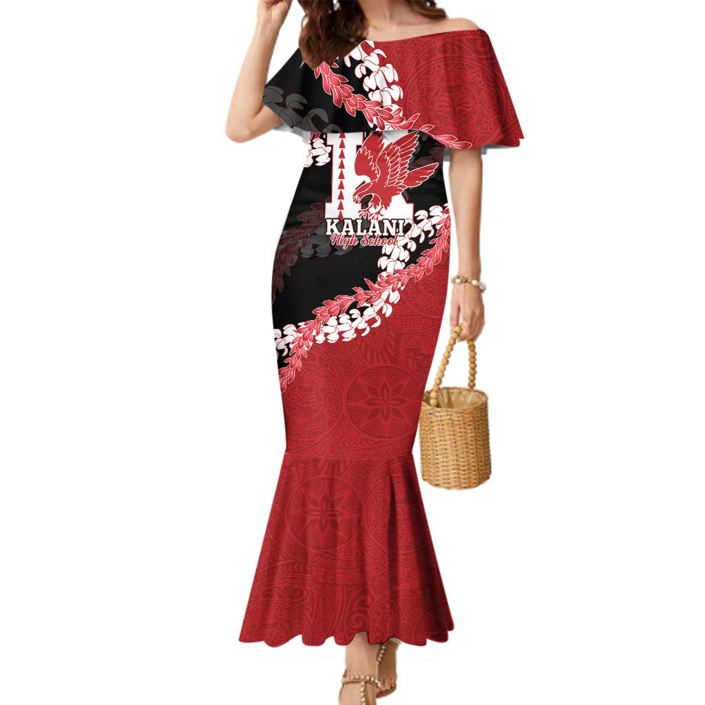 Personalized Kalani Hawaii High School Family Matching Mermaid Dress and Hawaiian Shirt Puakenikeni Lei Hawaiian Pattern - Polynesian Pride