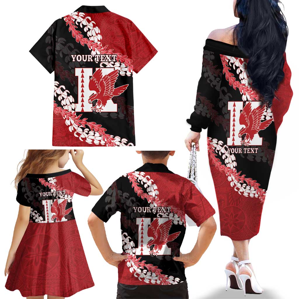 Personalized Kalani Hawaii High School Family Matching Off The Shoulder Long Sleeve Dress and Hawaiian Shirt Puakenikeni Lei Hawaiian Pattern LT14 - Polynesian Pride