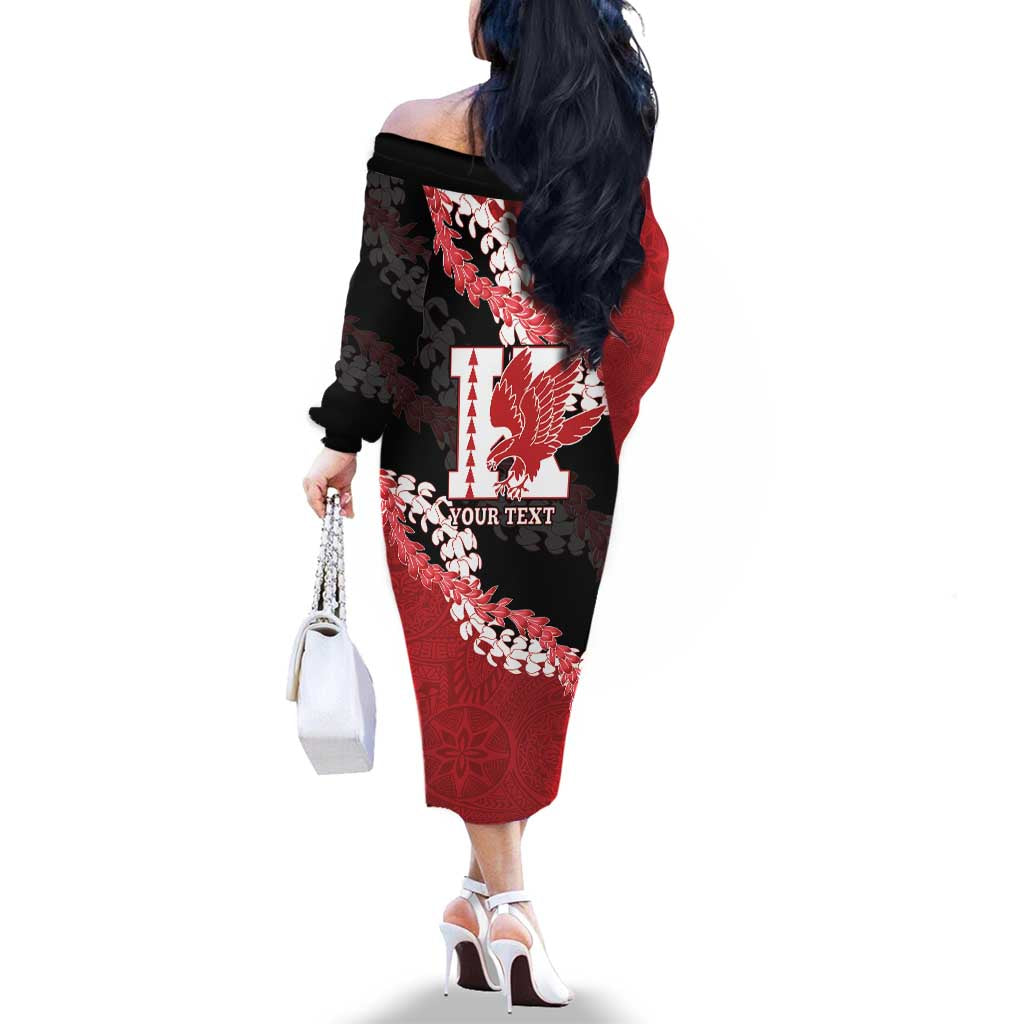 Personalized Kalani Hawaii High School Family Matching Off The Shoulder Long Sleeve Dress and Hawaiian Shirt Puakenikeni Lei Hawaiian Pattern LT14 - Polynesian Pride