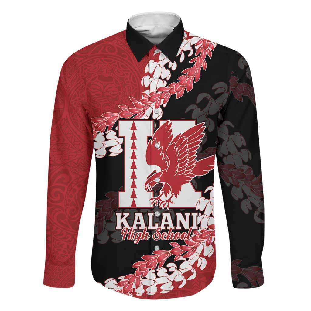 Personalized Kalani Hawaii High School Family Matching Short Sleeve Bodycon Dress and Hawaiian Shirt Puakenikeni Lei Hawaiian Pattern LT14 Dad's Shirt - Long Sleeve Red - Polynesian Pride