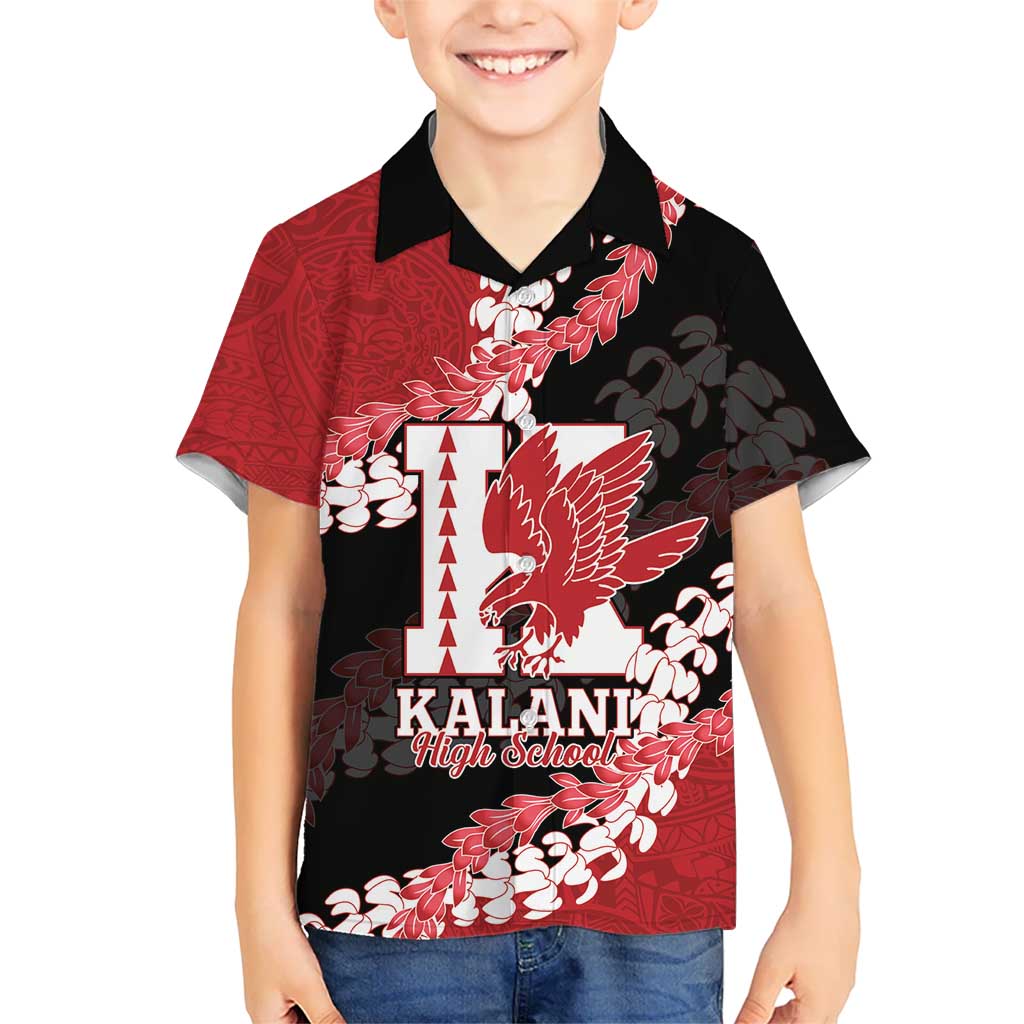 Personalized Kalani Hawaii High School Family Matching Short Sleeve Bodycon Dress and Hawaiian Shirt Puakenikeni Lei Hawaiian Pattern LT14 Son's Shirt Red - Polynesian Pride