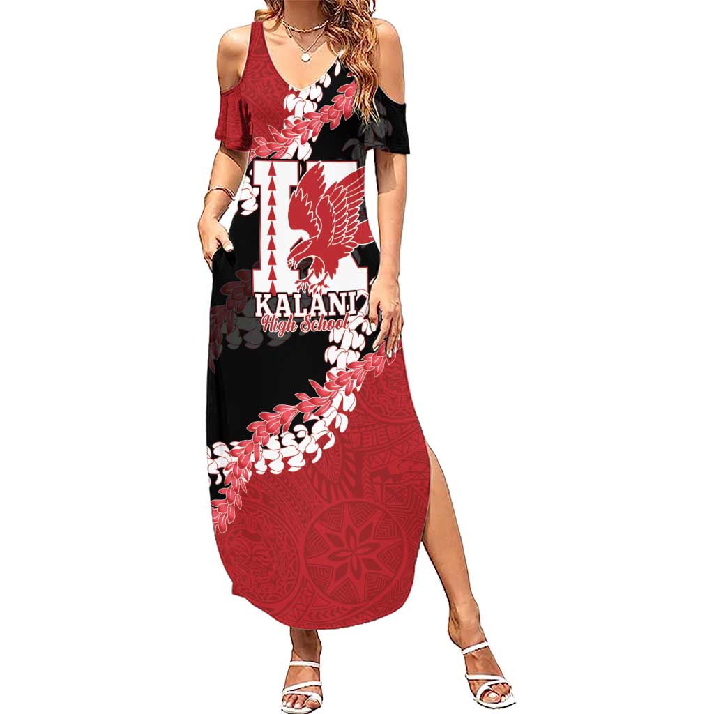 Personalized Kalani Hawaii High School Family Matching Summer Maxi Dress and Hawaiian Shirt Puakenikeni Lei Hawaiian Pattern - Polynesian Pride
