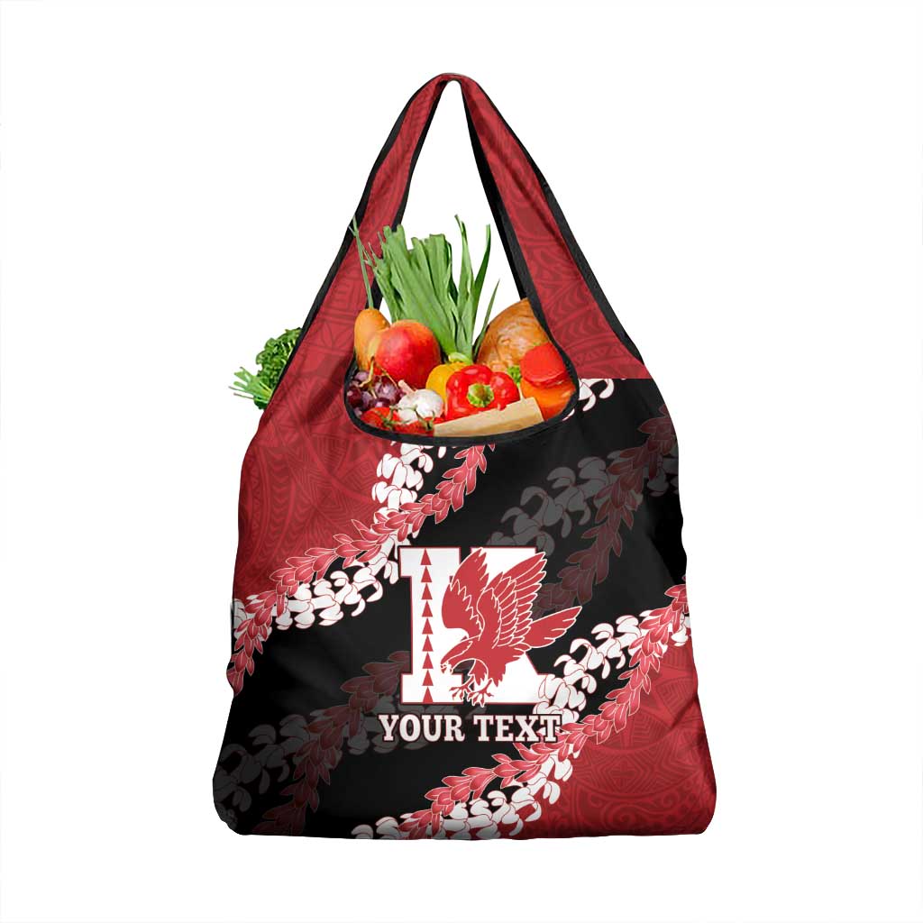 Personalized Kalani Hawaii High School Grocery Bag Puakenikeni Lei Hawaiian Pattern LT14 1-pack One Size Red - Polynesian Pride